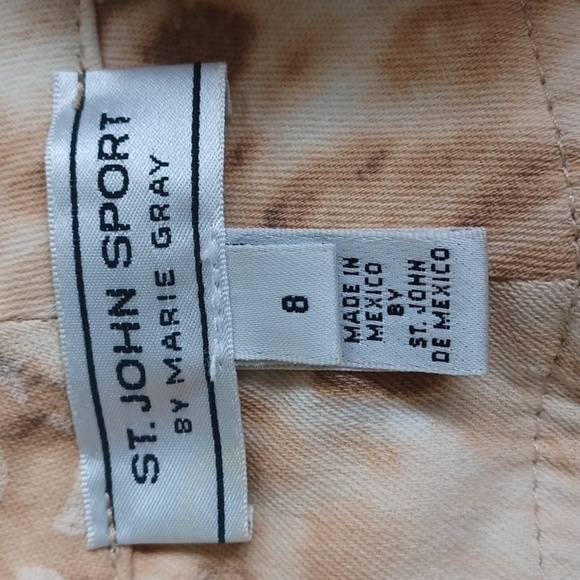 St. John Sport Women's Size 8 Leopard Print Pants Beige Brown Animal Print, 30"w - Picture 6 of 10